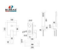 MEDIDAS KIT MONOMANDO BAÑO EMPOTRADO CAT BORRAS